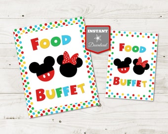 INSTANT DOWNLOAD Printable Girl and Boy Mouse 5x7 and 8x10 Food Buffet Sign / Girl and Boy Mouse Clubhouse Collection / Item #4117
