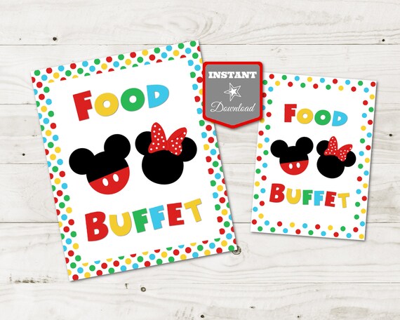 INSTANT DOWNLOAD Printable Girl and Boy Mouse 5x7 and 8x10 Food Buffet Sign / Girl and Boy Mouse Clubhouse Collection / Item #4117 Il_570xn