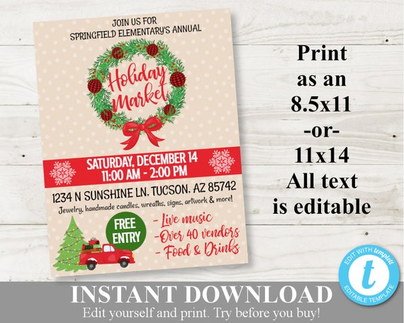 Pto Christmas Bazaar 2022 Instant Download Printable Christmas Craft Fair Or Holiday | Etsy