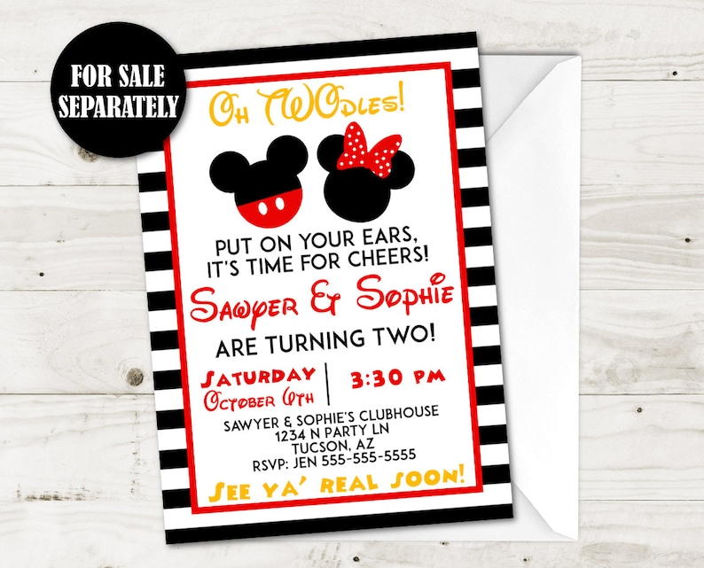 INSTANT DOWNLOAD Girl and Boy Mouse Printable 5x7 and 8x10 We've Got Ears, Say Cheers Party Sign / Girl & Boy Mouse Collection / Item 2103 image 2