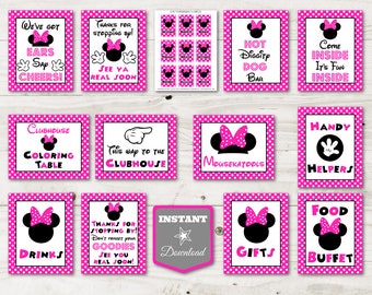 INSTANT DOWNLOAD Hot Pink Mouse 8x10 Large Party Sign Package / Condiment Labels / Hot Pink Mouse Collection / Item #1765