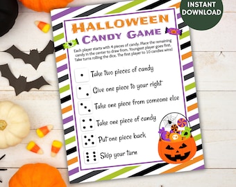 Printable 8.5"x11" Halloween Candy Game,  Halloween Party, Class Party, Neighborhood, Family Game, Fall, October, Halloween Shop, Item #2901