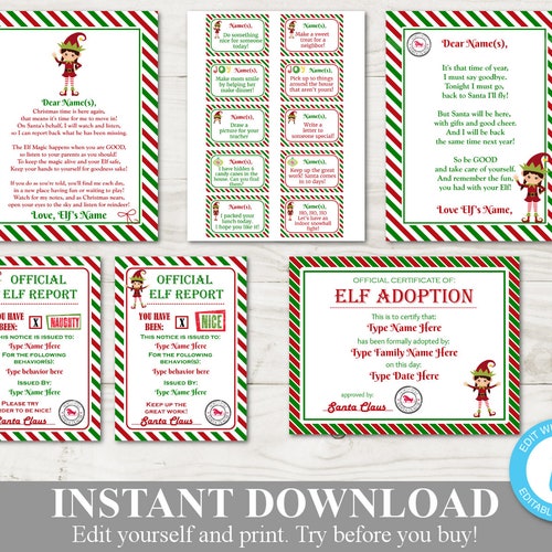 INSTANT DOWNLOAD Printable Girl Elf Package / Editable You - Etsy