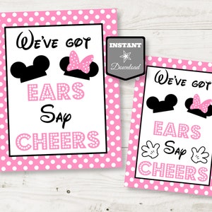 INSTANT DOWNLOAD Light Pink Mouse 5x7 and 8x10 Printable We&#39;ve Got Ears, Say Cheers Party Sign / Light Pink Mouse Collection / Item #1831