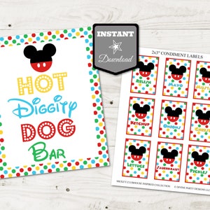 INSTANT DOWNLOAD Mouse Clubhouse 5x7 and 8x10 Hot Diggity Dog Bar Party Sign / Printable DIY / Clubhouse Collection / Item #1610