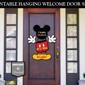 INSTANT DOWNLOAD Printable Mouse Clubhouse Hanging Welcome Door Sign / Come Inside Fun Inside / Clubhouse Collection / Item 1669 image 1