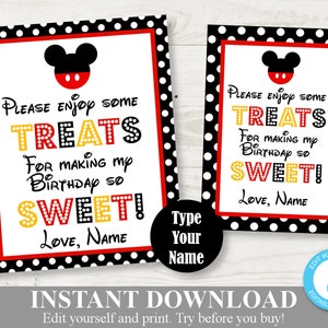 INSTANT DOWNLOAD Editable Mouse Sweets 5x7 and 8x10 Party Sign / You Type Name / Classic Mouse Collection / Item #1523
