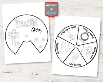 INSTANT DOWNLOAD Printable 8.5"x11" Easter Story Wheel / Craft / Jesus Christ / Church / Easter Collection / Item #4220