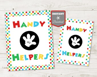 INSTANT DOWNLOAD Printable Mouse Clubhouse 5x7 and 8x10 Handy Helpers Party Sign / Clubhouse Collection / Item #1614