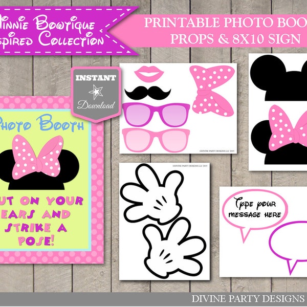 SOFORTIGER DOWNLOAD Bowtique Photobooth Requisiten und 8x10 Schild / Bowtique Collection / Artikel #2213