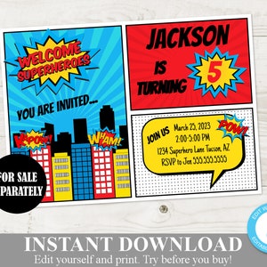 INSTANT DOWNLOAD Superhero Happy Birthday Banner with Age Spacers / Printable DIY / Superheroes Collection / Item 502 image 4