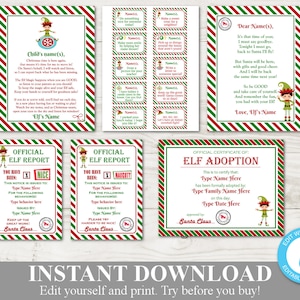 INSTANT DOWNLOAD Printable Boy Elf Package / Editable You Type / Welcome & Goodbye Letters / Christmas Shop / Item #3066