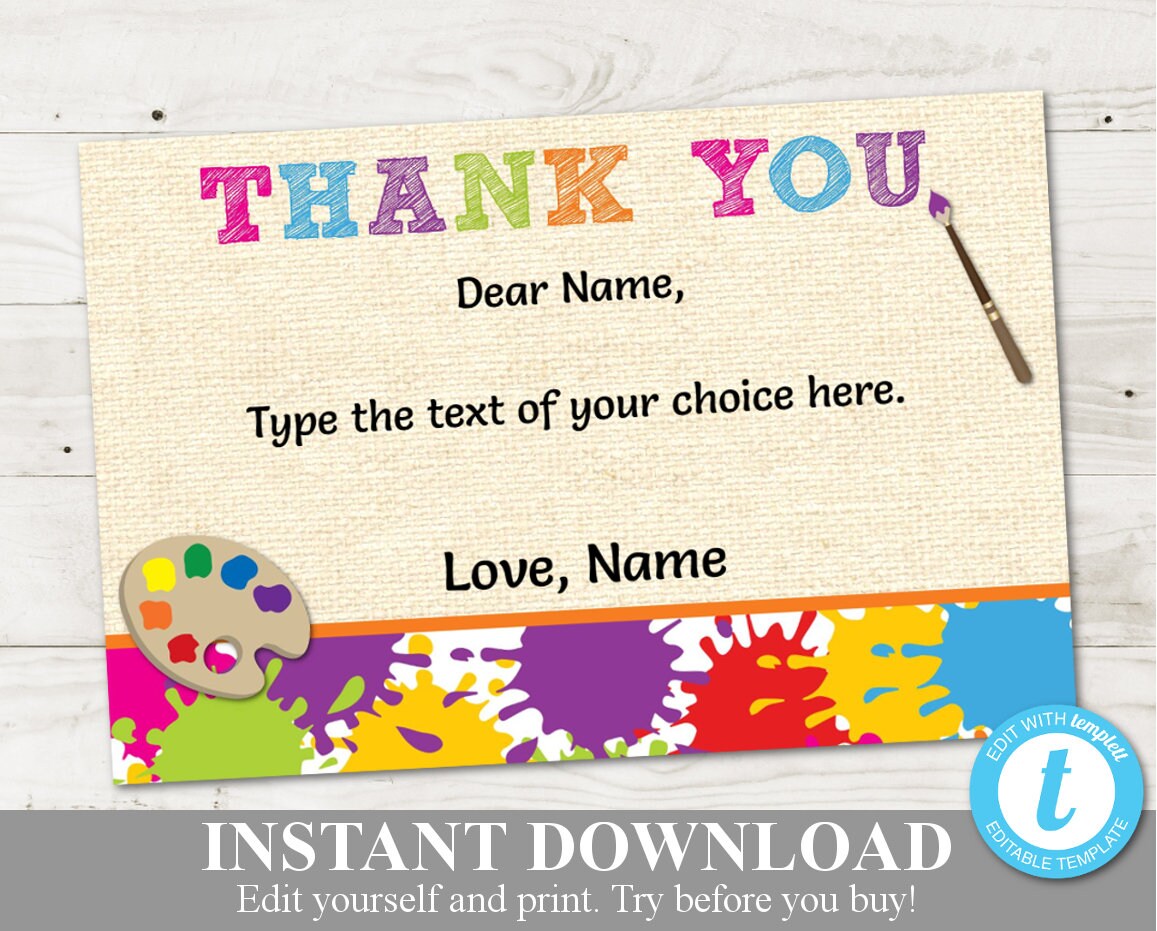 INSTANT DOWNLOAD Printable 4x6 Editable Thank You Cards / You | Etsy