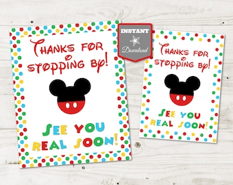 DOWNLOAD IMMEDIATO Stampabile Mouse Clubhouse Grazie per la visita Ci vediamo presto 5x7 e 8x10 Cartello / Collezione Clubhouse / Articolo n. 1604