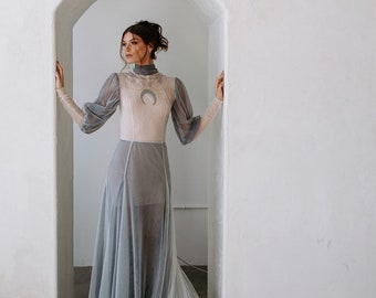 Rêverie Gown - celestial wedding gown- moon and star embroidery