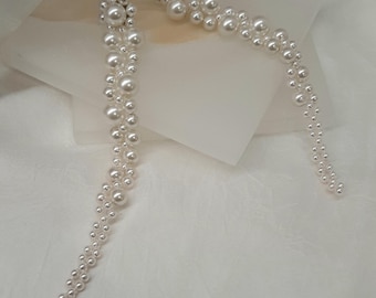 Emiliana Pearl - ivory pearls long cascading beaded stud earrings