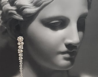 Madison - pearls long cascading beaded stud earrings - wedding