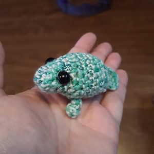 Green Metallic Crocheted Amigurumi Minitee Manatee Marine Stuffed Animal