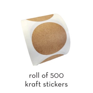 CLEARANCE - 2 Inch Circle Stickers - Roll of 500 - Kraft