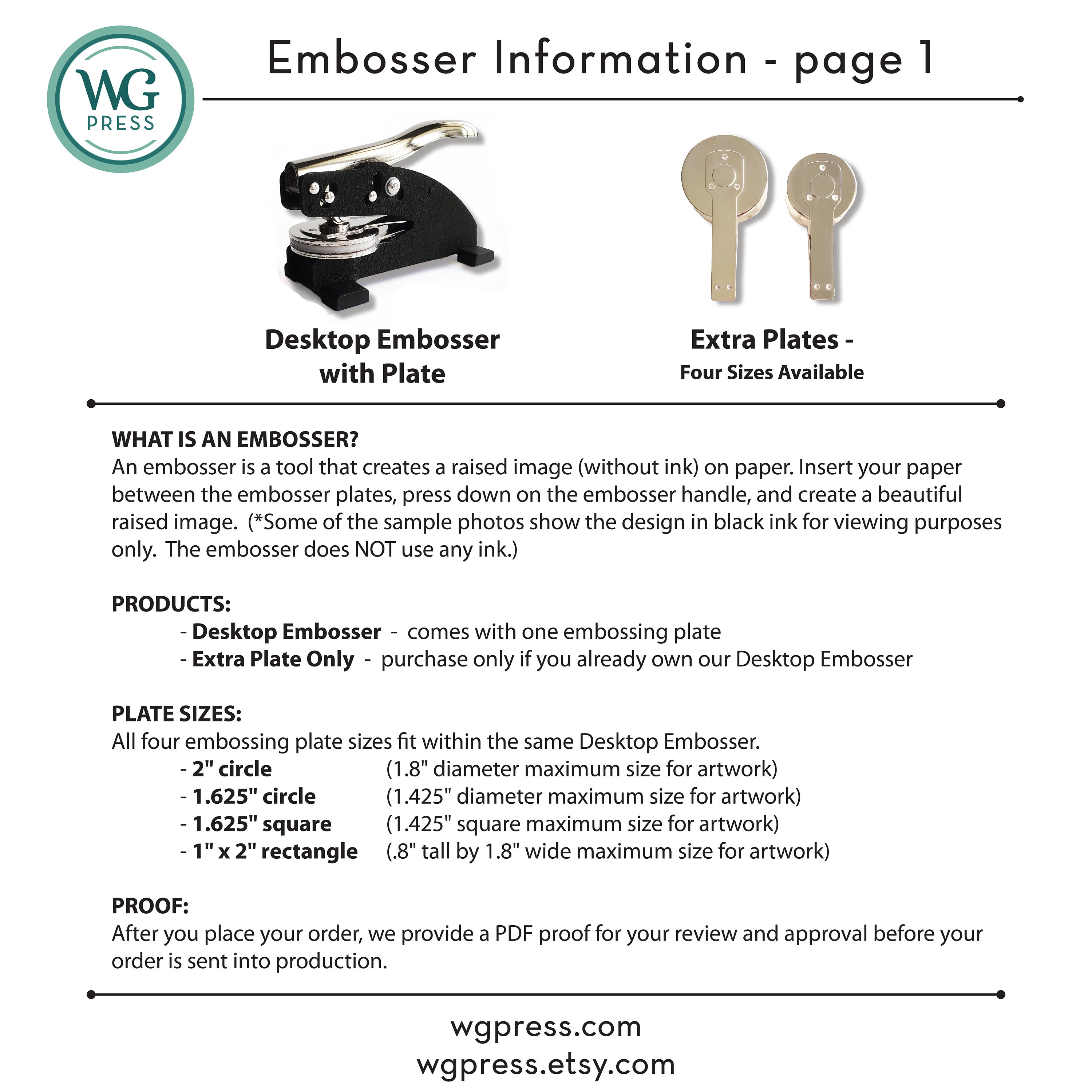 Custom Desktop Embosser or Extra Plate Provide Your Own Etsy