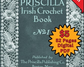 Irish Crochet instruction Booklet Digital PDF Download