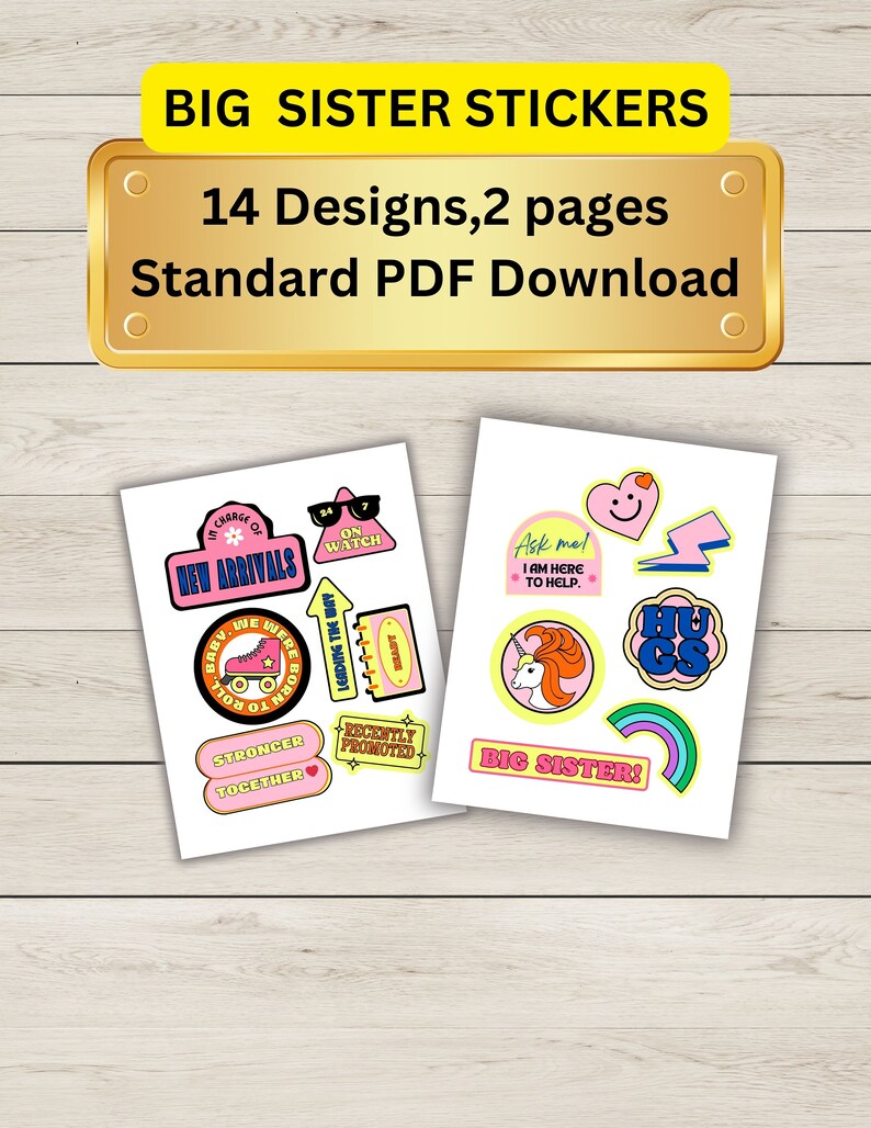 Big Sister Stickers Digital Download PDF - Etsy