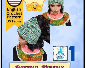 Ponytail Friendly Digital PDF Crochet Hat Pattern