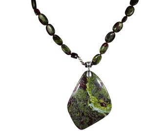 Dragon Blood Jasper, Dragon's Blood Jasper necklace, Garnet Accents, Gemstone Beads, Round Beads, Natural Stone Jewelry,