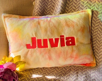 Tie Dye Personalized Name Pillow, Spring Custom Pillow, Embroidery Name Pillow, Custom Name Pillow, Nursery Gift, Room Decor