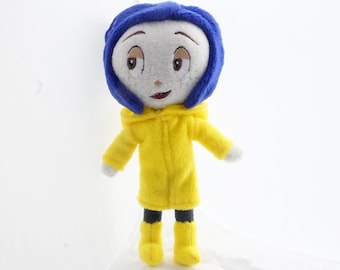 Coraline Doll Plush, Fleece Handmade, 13 Inches
