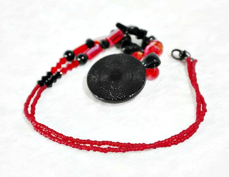 Gothic Jewellery Red Necklace Science Gift Cosmic Jewellery Red and Black Jewellery Space Necklace Nebulae Rosette Nebula Necklace