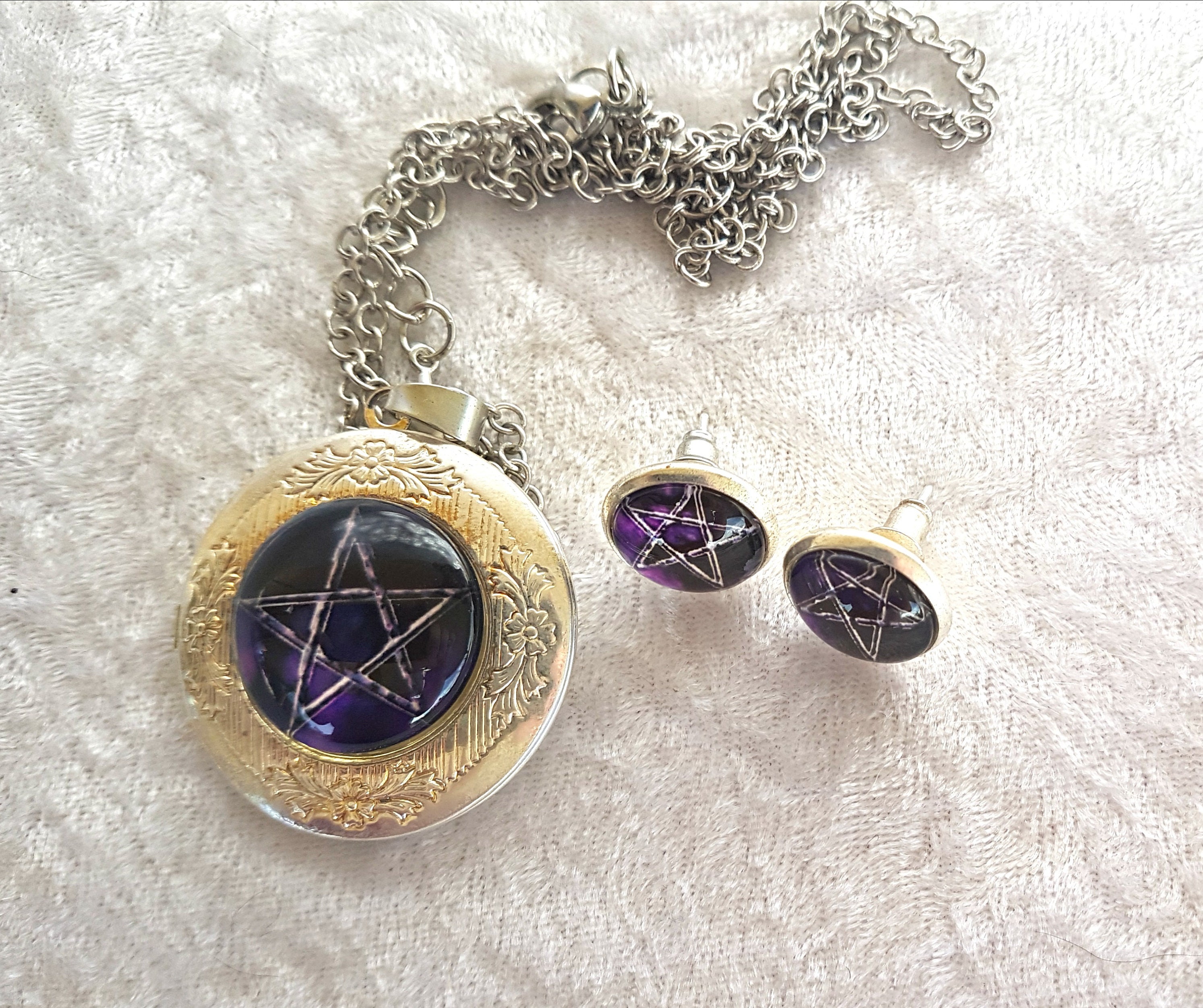 Wiccan Necklace Wicca Jewellery Set Purple Jewellery Pagan Etsy UK