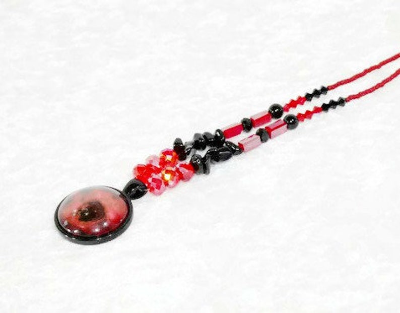 Gothic Jewellery Red Necklace Science Gift Cosmic Jewellery Red and Black Jewellery Space Necklace Nebulae Rosette Nebula Necklace