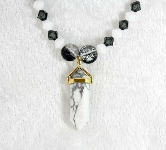Crystal Necklace Black and White 