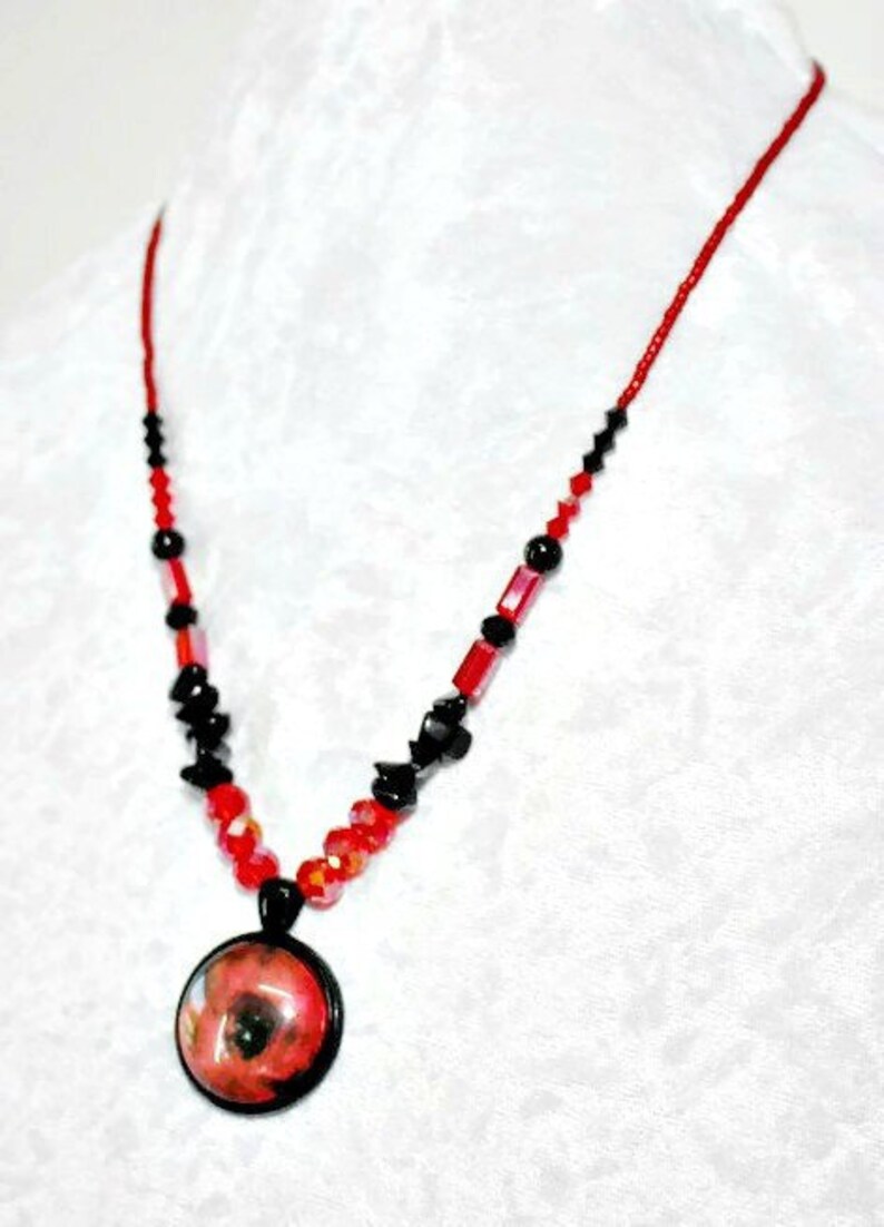 Gothic Jewellery Red Necklace Science Gift Cosmic Jewellery Red and Black Jewellery Space Necklace Nebulae Rosette Nebula Necklace