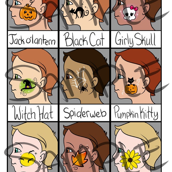 Peinture faciale Menu - Halloween joue Art - téléchargement numérique