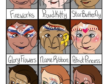 Face Painting Menu- Patriotic Pack- Digital Download
