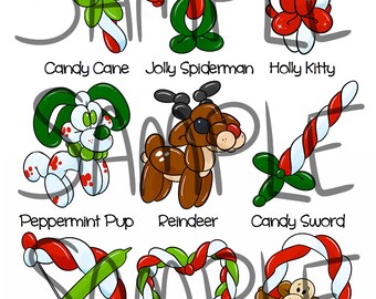 Christmas Balloon Menu Part 1- Digital Download PDFs and Individual PNG Files