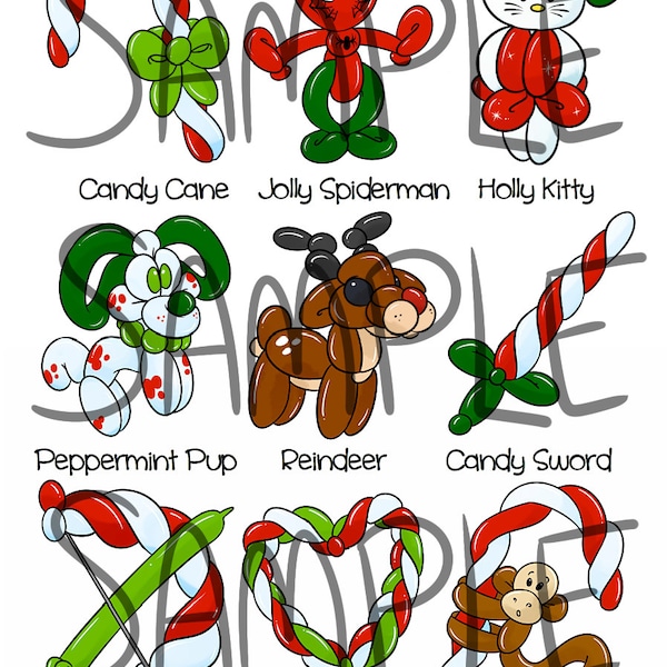 Christmas ballon Menu partie 1-Digital Download PDF et fichiers PNG individuels