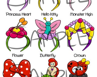 Balloon Headband Bundle- 5 pages- Digital Download Menus