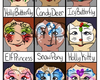 christmas face painting c lip art Face Painting Menu- Christmas Full Faces