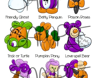 Balloon Halloween Bundle Add On- 2 pages- Digital Download Menus