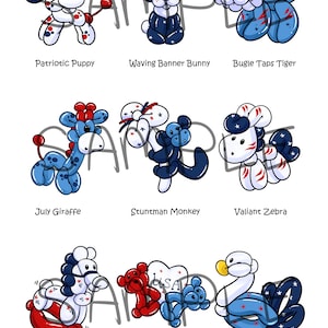 Balloon Twisting 4th of July Patriotic Holiday Bundle- 4 pages- Digital Download Menus