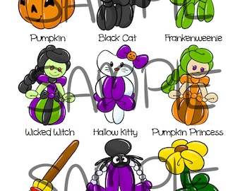 Balloon Halloween Bundle- 2 pages- Digital Download Menus