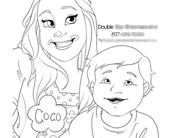 Custom Coloring Page- Black and White Version