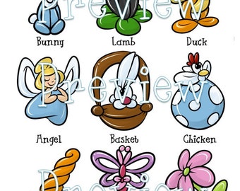 Balloon Menu-Eggcellent Easter- Digital Download PDF + Individual PNG Files+ Coloring Page
