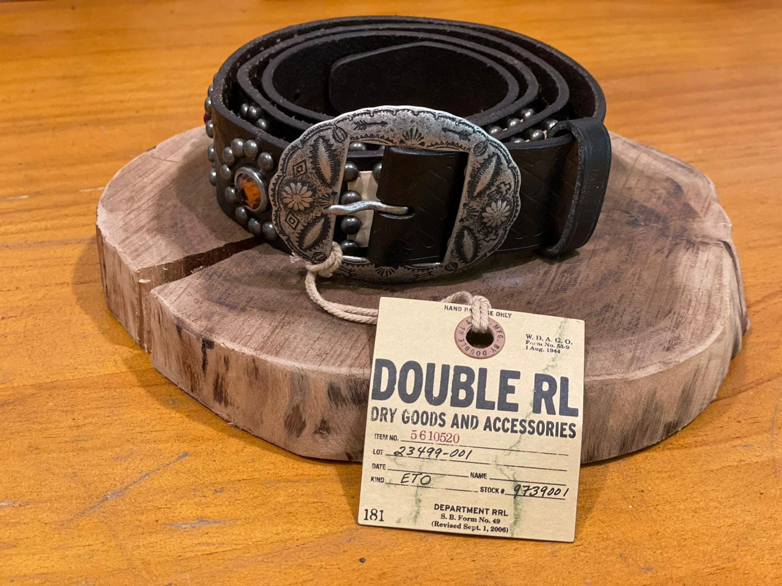 Double RL Studed Western Leather Belt With Buckle - DeeCee style