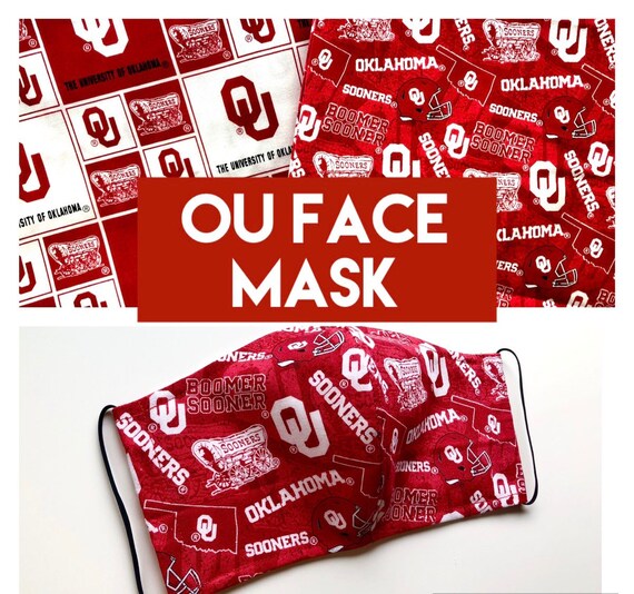 OU Oklahoma University Sooners Boomer Sooner Face Mask W/  Etsy