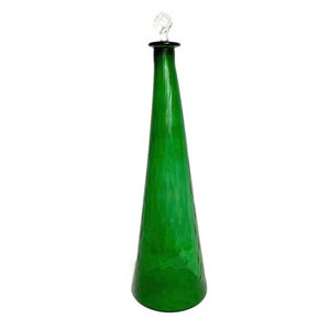 Empoli Vintage Genie Bottle Green Optic Glass 20” Guildcraft Italy