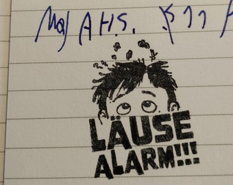 Lehrer-Stempel: "Läusealarm!"